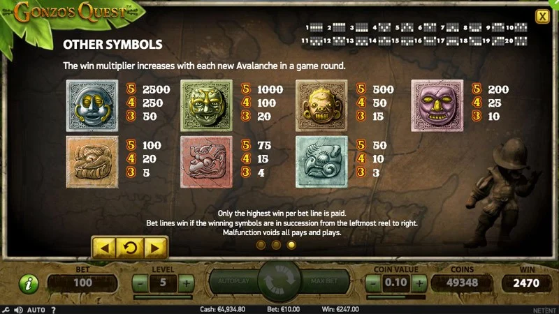 Gonzo's Quest Slot Screenshot