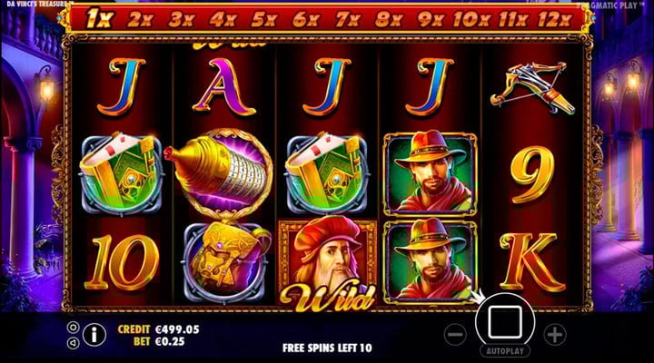 Los giros gratis en The DaVinci Treasure